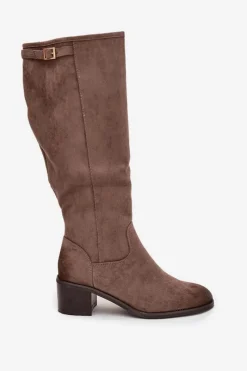 Kozaki Ocieplane|Kozaki Przed Kolano></noscript>Buty damskie Vinceza Kozaki Damskie Ocieplane Na Obcasie Ze Złotą Klamrą Vinceza 58589 Ciemnobeżowe