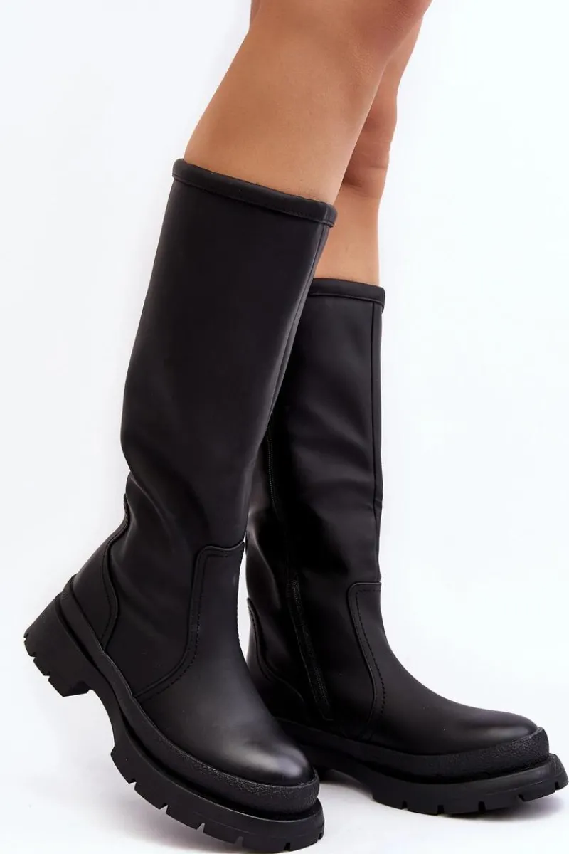 Clearance Kozaki Damskie Ocieplane Na Płaskim Obcasie Czarne Desiren Damskie Kozaki Ocieplane|Kozaki Płaskie