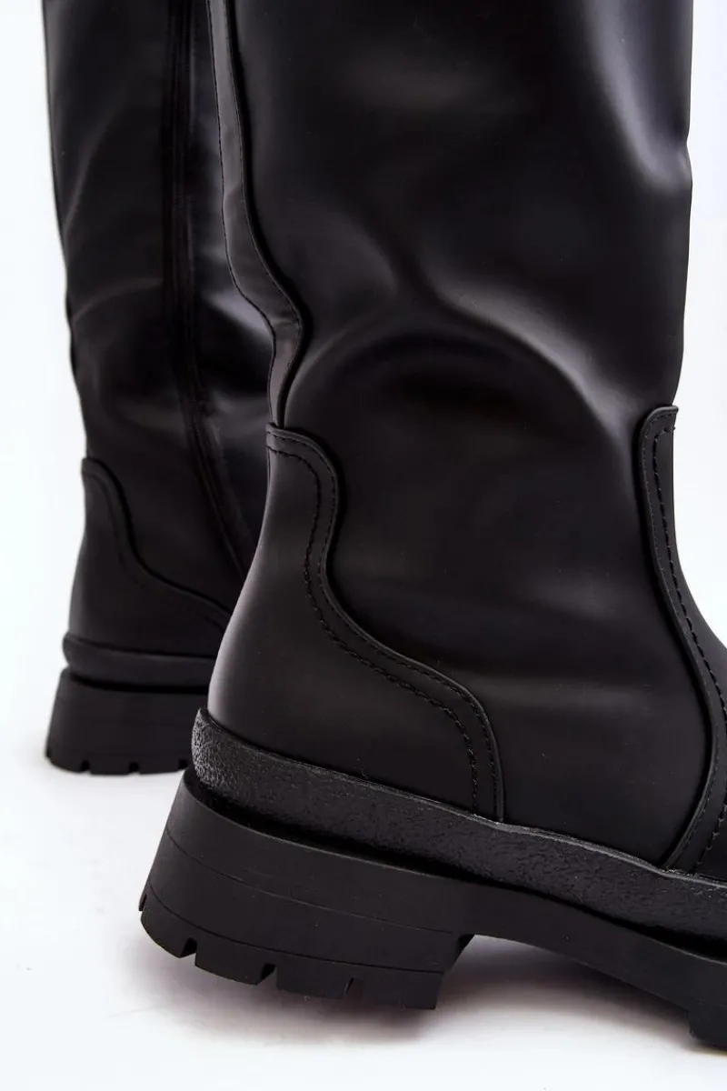 Clearance Kozaki Damskie Ocieplane Na Płaskim Obcasie Czarne Desiren Damskie Kozaki Ocieplane|Kozaki Płaskie