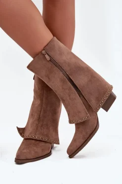 Kozaki Na Słupku|Kozaki Z Wywiniętą Cholewką></noscript>Buty damskie Vinceza Kozaki Damskie Ocieplane Z Wywiniętą Cholewką Vinceza 16516 Beżowe Beżowy