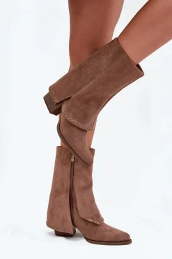 Kozaki Na Słupku|Kozaki Z Wywiniętą Cholewką></noscript>Buty damskie Vinceza Kozaki Damskie Ocieplane Z Wywiniętą Cholewką Vinceza 16516 Beżowe Beżowy