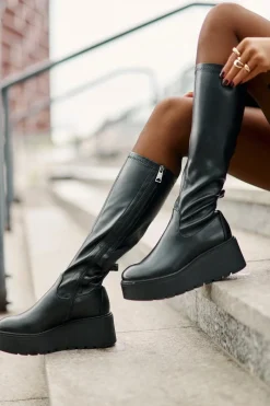 Best Buty damskie Vinceza Kozaki Damskie Przed Kolano Na Platformie I Koturnie Vinceza 58342 Czarne