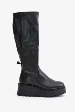 Best Buty damskie Vinceza Kozaki Damskie Przed Kolano Na Platformie I Koturnie Vinceza 58342 Czarne