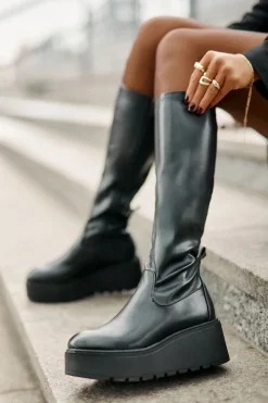 Best Buty damskie Vinceza Kozaki Damskie Przed Kolano Na Platformie I Koturnie Vinceza 58342 Czarne