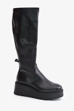 Best Buty damskie Vinceza Kozaki Damskie Przed Kolano Na Platformie I Koturnie Vinceza 58342 Czarne