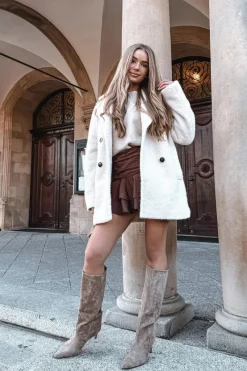 Kozaki Damskie Wsuwane Ocieplane Na Szpilce Beżowe Olivienne Damskie Kozaki Ocieplane|Kozaki Na Szpilce