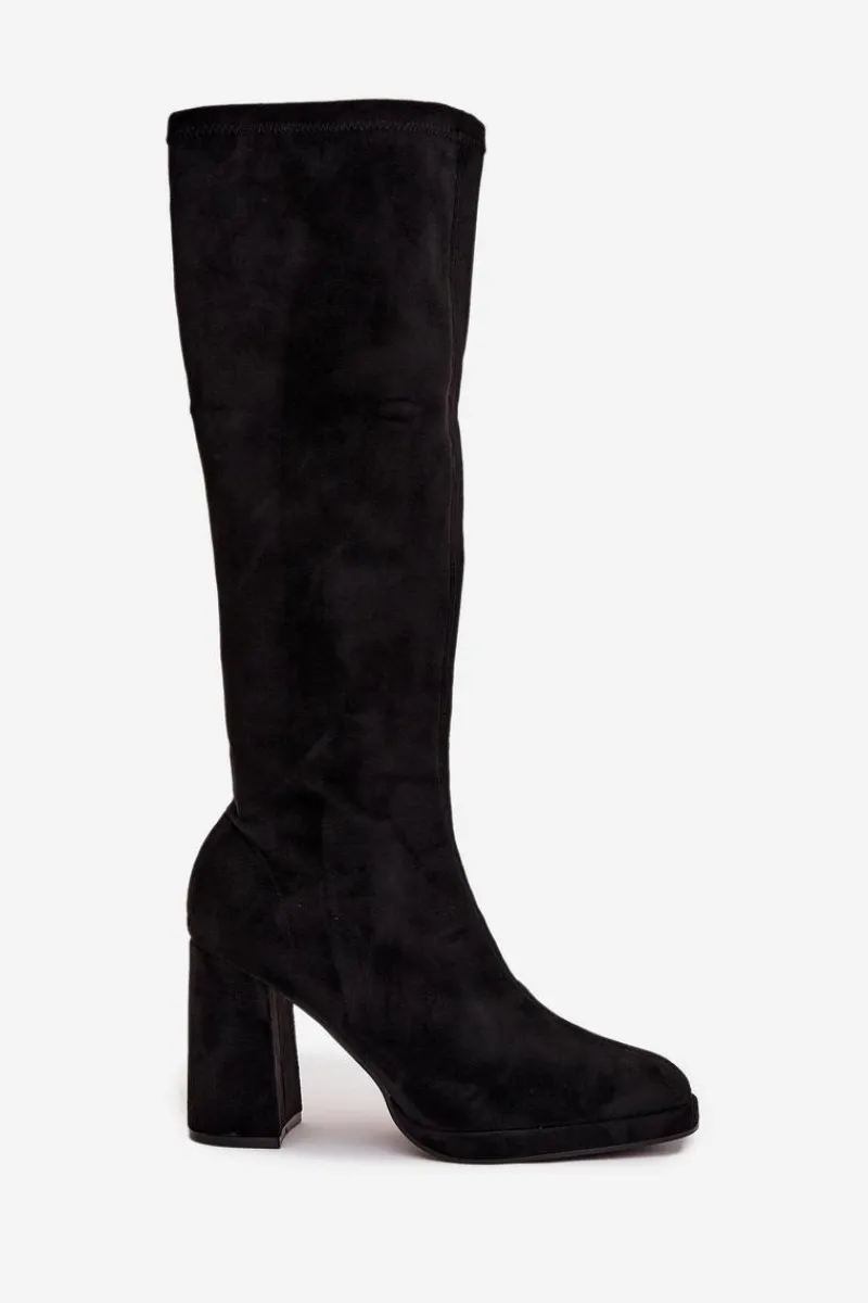 New Kozaki Damskie Z Przeszyciami Na Słupkowym Obcasie Czarne Brivana Damskie Kozaki Ocieplane|Kozaki Na Słupku