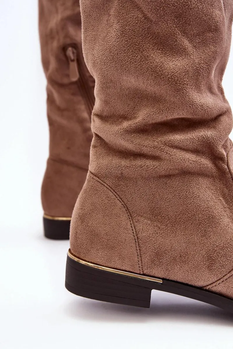 Muszkieterki|Kozaki Za Kolano>Boto Kozaki Damskie Za Kolano Na Płaskim Obcasie Beżowe Bikka