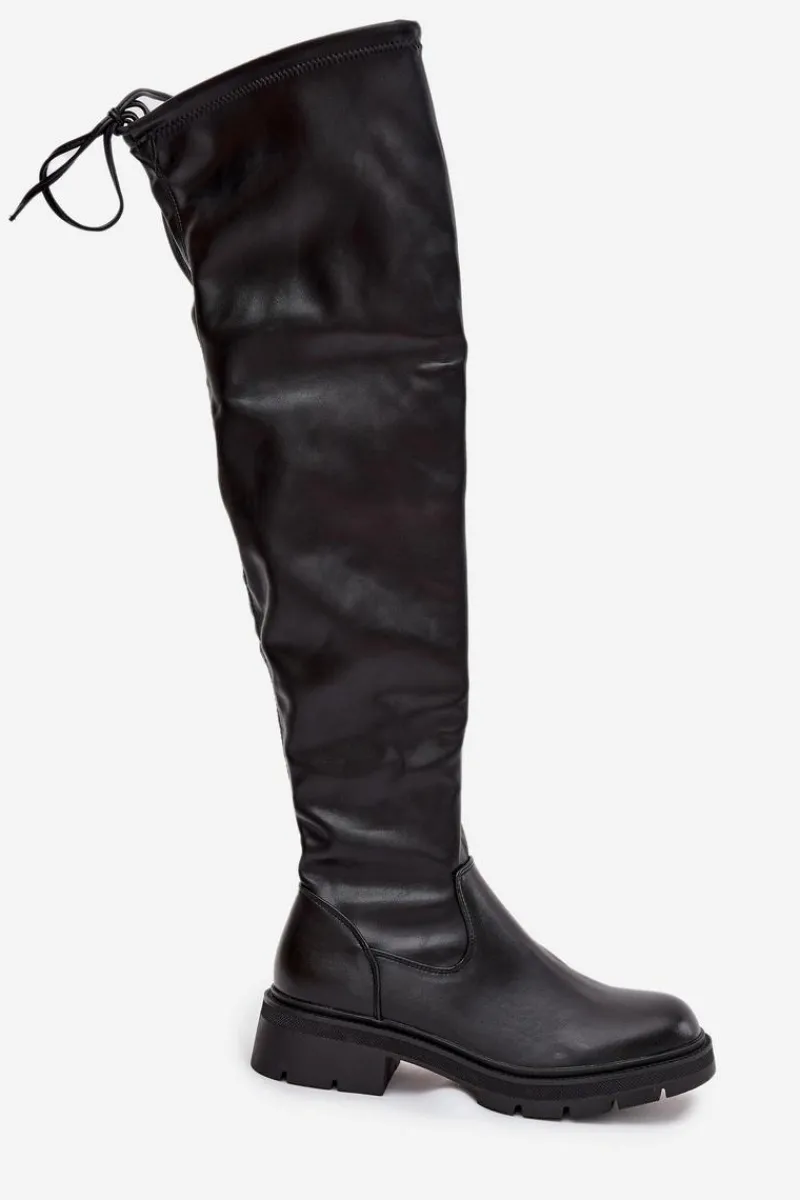 Kozaki Ocieplane|Muszkieterki>Boto Kozaki Damskie Za Kolano Z Wiązaniem Czarne Rylissa