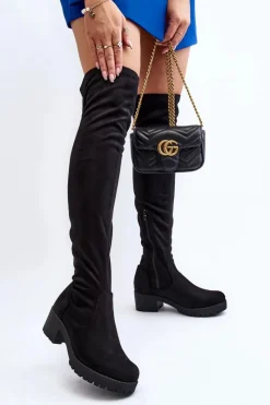 Muszkieterki|Kozaki Za Kolano>Boto Kozaki Damskie Za Kolano Na Niskim Obcasie Czarne Berrinda