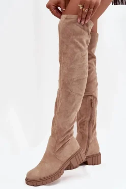 Damskie buty S.Barski Kozaki Damskie Za Kolano S.Barski HY42-122 Beżowe