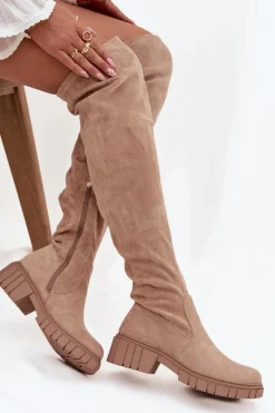 Damskie buty S.Barski Kozaki Damskie Za Kolano S.Barski HY42-122 Beżowe