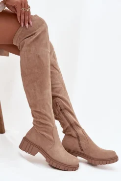 Damskie buty S.Barski Kozaki Damskie Za Kolano S.Barski HY42-122 Beżowe