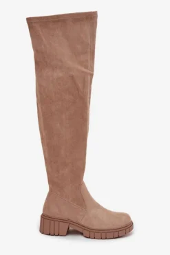 Damskie buty S.Barski Kozaki Damskie Za Kolano S.Barski HY42-122 Beżowe