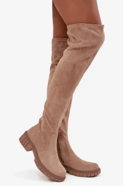 Damskie buty S.Barski Kozaki Damskie Za Kolano S.Barski HY42-122 Beżowe