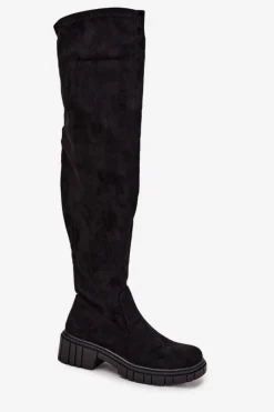 Kozaki Damskie Za Kolano S.Barski HY42-122 Czarne Damskie Kozaki Ocieplane|Muszkieterki