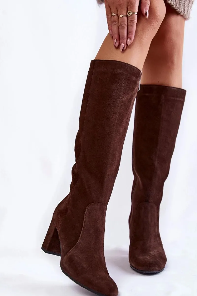 Kozaki Przed Kolano|Kozaki Na Obcasie>Laura Messi Kozaki Damskie Zamszowe 1415 Brązowe