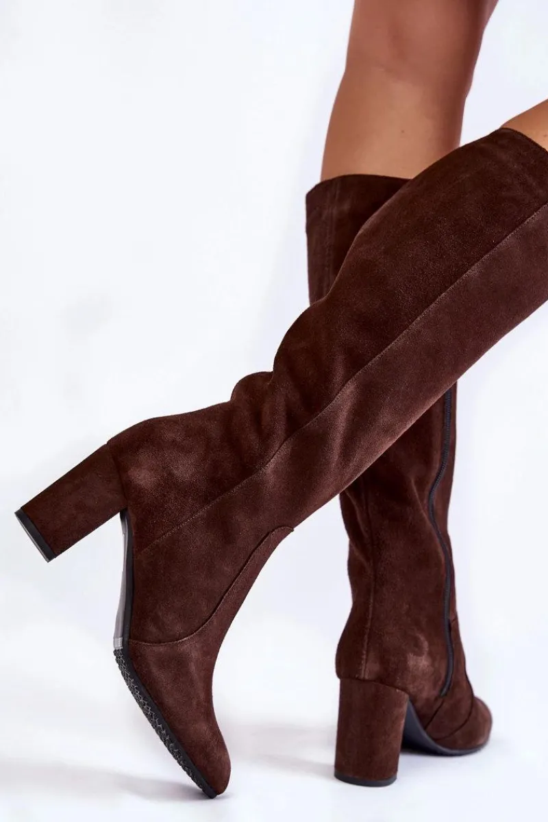 Kozaki Przed Kolano|Kozaki Na Obcasie>Laura Messi Kozaki Damskie Zamszowe 1415 Brązowe