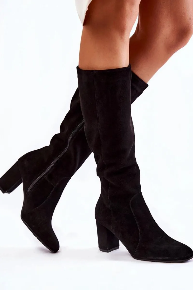 New Laura Messi Kozaki Damskie Zamszowe Czarne 1415