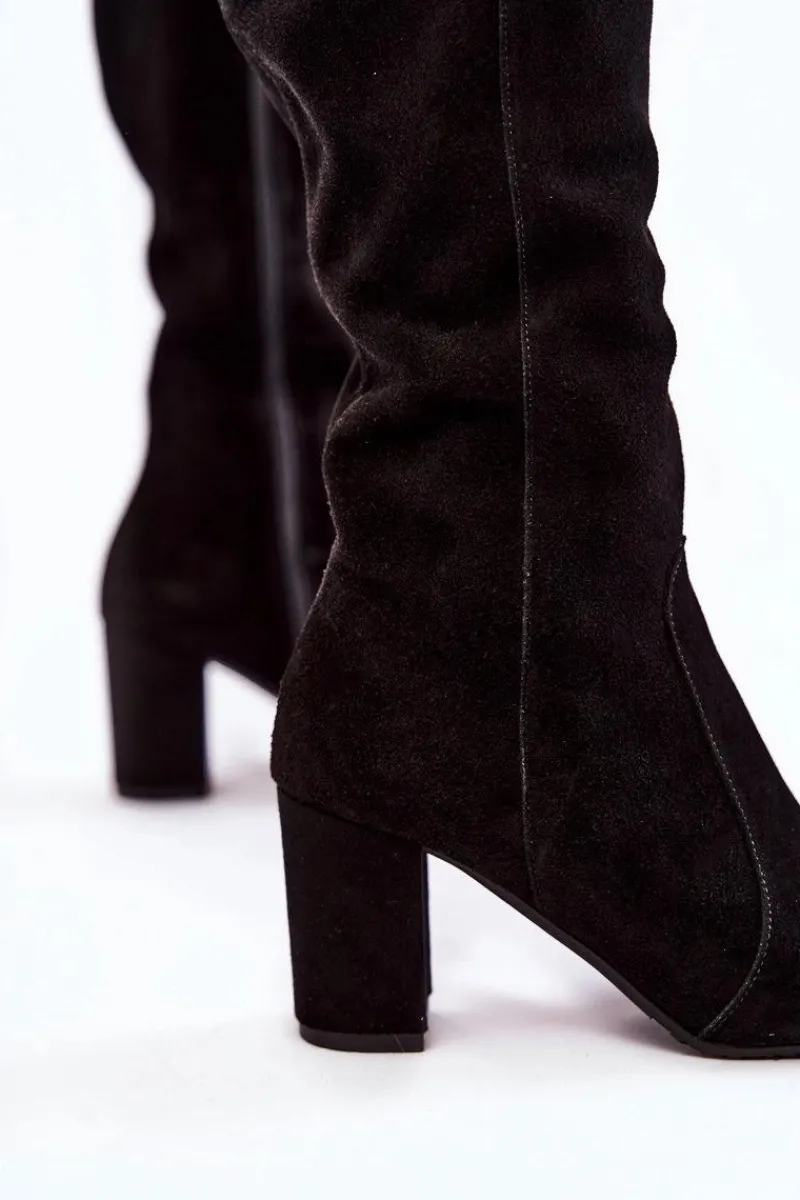 New Laura Messi Kozaki Damskie Zamszowe Czarne 1415