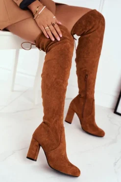 Kozaki Wiosenne|Kozaki Na Obcasie></noscript>Boto Kozaki Damskie Zamszowe Na Słupku Camel Highso