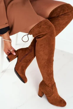 Kozaki Wiosenne|Kozaki Na Obcasie></noscript>Boto Kozaki Damskie Zamszowe Na Słupku Camel Highso