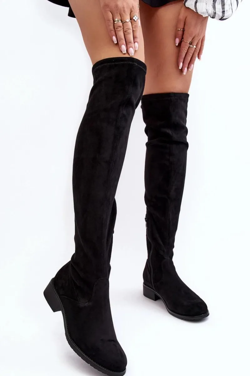 Best Kozaki Damskie Zamszowe Za Kolano Czarne Enelyn Damskie Muszkieterki|Kozaki Za Kolano