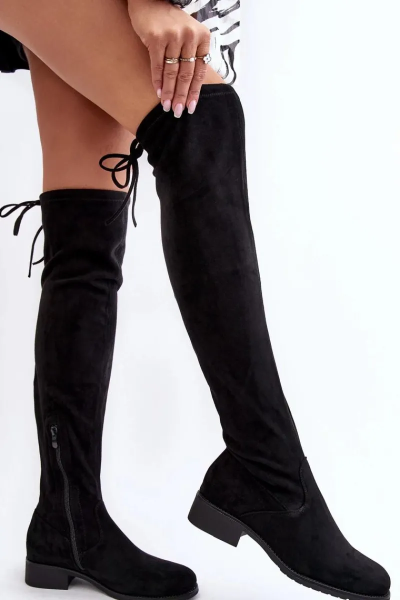 Best Kozaki Damskie Zamszowe Za Kolano Czarne Enelyn Damskie Muszkieterki|Kozaki Za Kolano