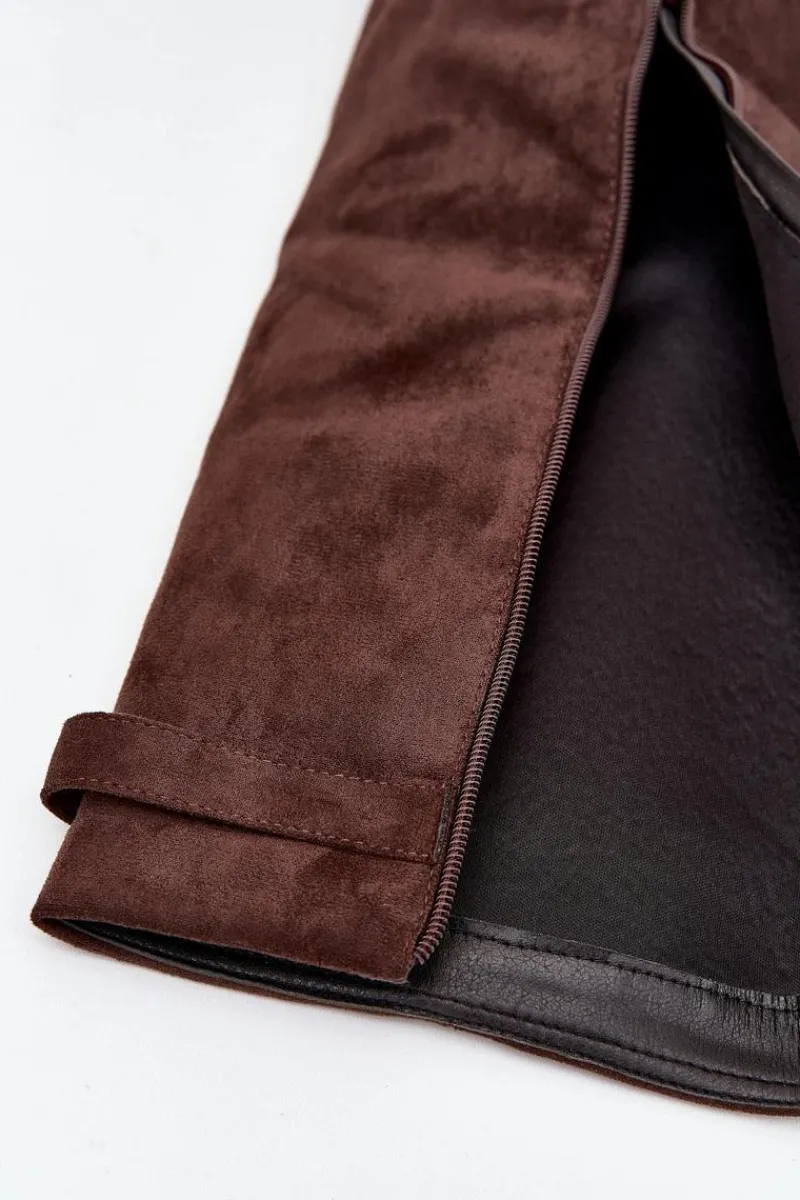 Kozaki Ocieplane|Kozaki Na Słupku>Boto Kozaki Eko Zamszowe Obcas Słupek Na Zamek Ocieplane Wywinięta Cholewka Czekoladowe Evyra Brązowy