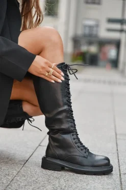 Kozaki Ocieplane|Kozaki Płaskie></noscript>Boto Kozaki Glany Damskie Ocieplane Eko Skórzane Czarne Selvina