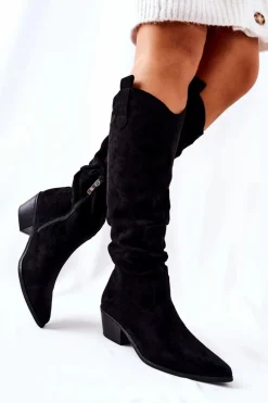 Best Boto Kozaki Kowbojki Czarne Trisalor