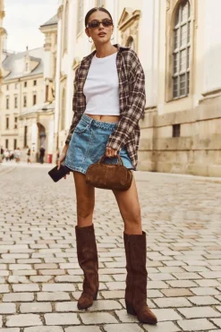 Kozaki Kowbojki Damskie Na Zamek Brązowe Isalina Damskie Kozaki Ocieplane|Kozaki Na Słupku