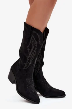 Discount Kozaki Kowbojki Damskie Na Obcasie Ocieplane Vinceza 16508 Czarne Damskie Kozaki Na Obcasie|Kozaki Zamszowe