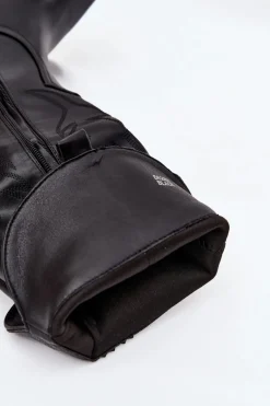 Hot Boto Kozaki Kowbojki Na Słupku Eko Skórzane Ocieplane Czarne Zareen