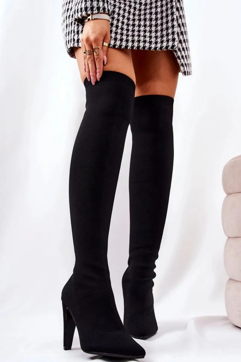 Kozaki Wiosenne|Kozaki Za Kolano>Boto Kozaki Na Obcasie Ze Skarpetą Czarne Renoli