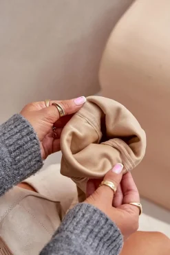 Online Boto Kozaki Na Płaskim Obcasie Za Kolano Z Eko Zamszu Beżowe Linnithia Beżowy