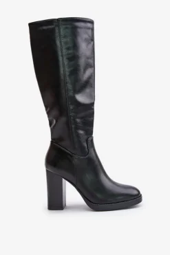 Online Boto Kozaki Na Słupku Eko Skórzane Przed Kolano Czarne Riamaya