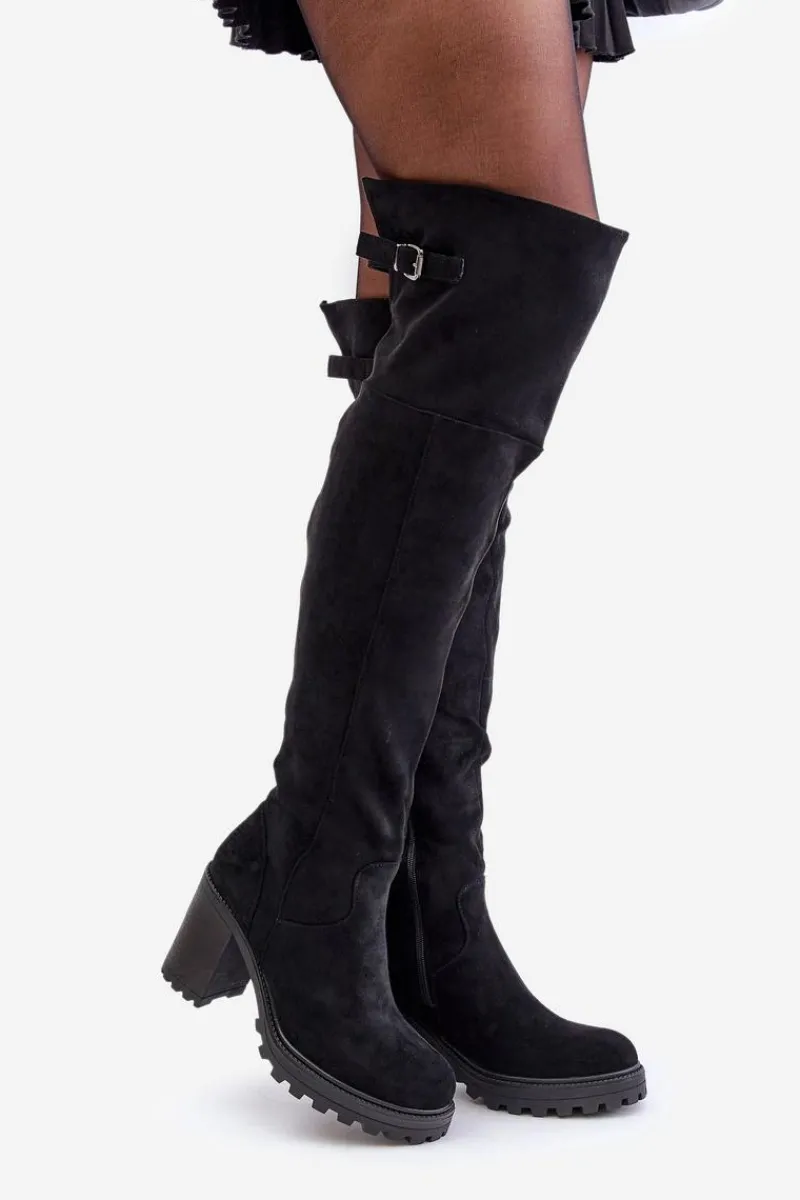 Kozaki Ocieplane|Muszkieterki>Boto Kozaki Na Słupku Z Cholewką Za Kolano Ocieplane Czarne Niaviera
