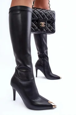 Kozaki Wiosenne|Kozaki Przed Kolano></noscript>Damskie buty S.Barski Kozaki Na Szpilce Przed Kolano Skórzane S.Barski MR870-59 Czarne