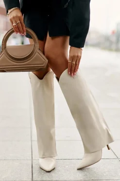 Kozaki Ocieplane|Kozaki Na Szpilce></noscript>Boto Kozaki Na Szpilce Z Wywiniętą Cholewką Jasnobeżowe Bellinna Beżowy