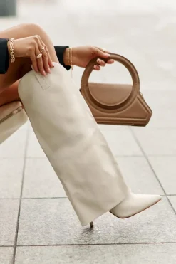 Kozaki Ocieplane|Kozaki Na Szpilce></noscript>Boto Kozaki Na Szpilce Z Wywiniętą Cholewką Jasnobeżowe Bellinna Beżowy