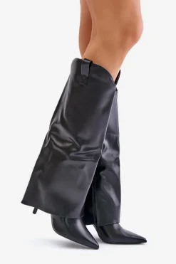 Kozaki Ocieplane|Kozaki Na Szpilce></noscript>Boto Kozaki Na Szpilce Z Wywiniętą Cholewką Czarne Bellinna