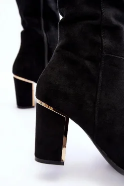 Sale Boto Kozaki Przed Kolano Na Słupku Zamszowe Czarne Kilrenita