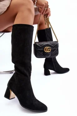 Kozaki Przed Kolano|Kozaki Na Obcasie></noscript>Boto Kozaki Przed Kolano Zamszowe Na Obcasie Czarne Inatris