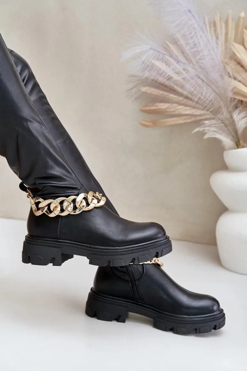 Muszkieterki|Kozaki Za Kolano>Boto Kozaki Za Kolano Na Płaskim Obcasie Z Łańcuchem Pemeriana