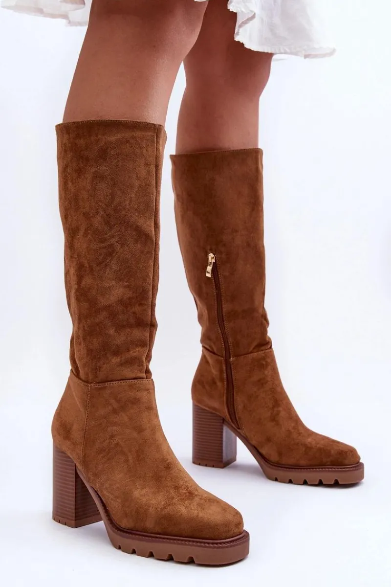 Best Boto Kozaki Zamszowe Na Masywnym Obcasie Brązowe Virdana