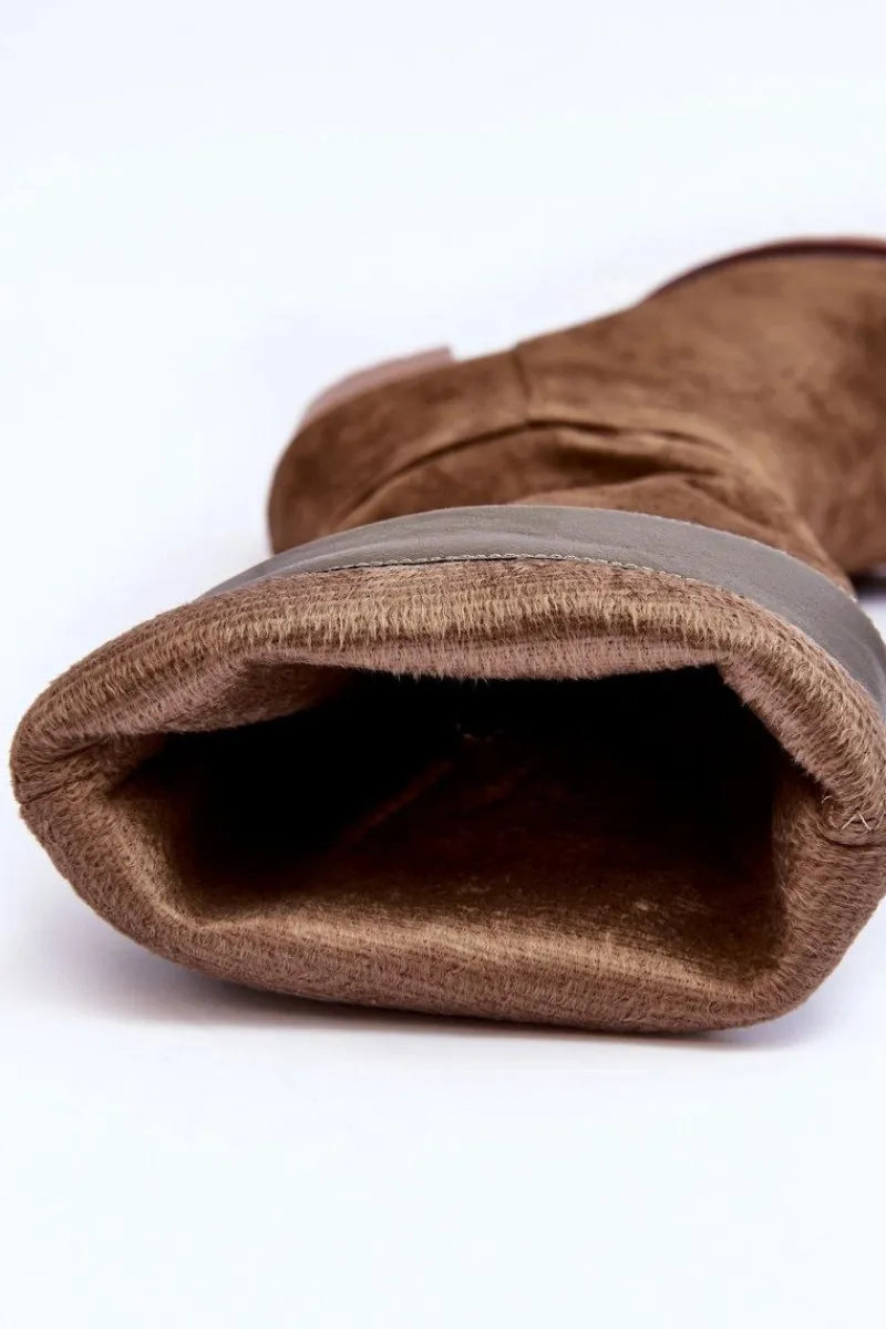 Kozaki Przed Kolano|Kozaki Na Obcasie>Boto Kozaki Zamszowe Na Masywnym Obcasie Oliwkowe Virdana