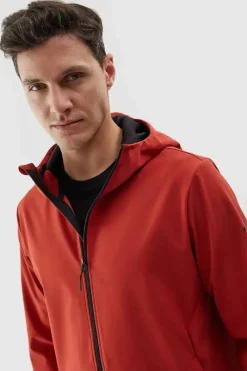 Kurtka Męska Softshell Z Kapturem WAW24TSOFM283-61S Czerwona Męskie Kurtki Męskie|Odzież 4F
