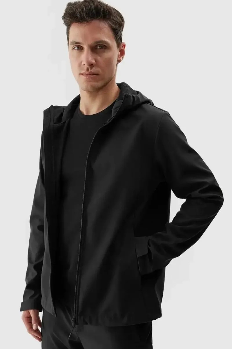 Hot 4F Kurtka Męska Softshell Z Kapturem WAW24TSOFM283-20S Czarna Czarny