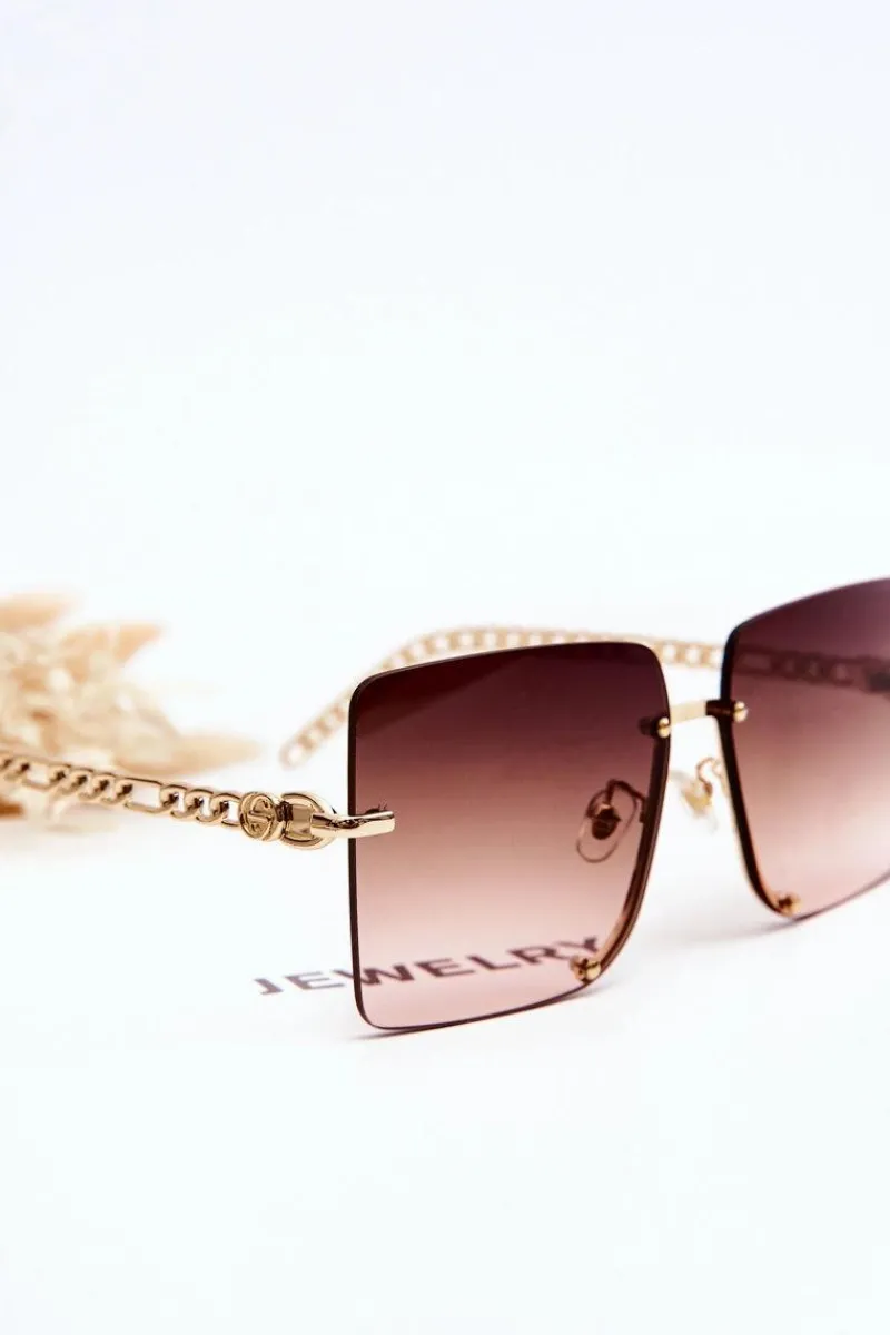 Clearance PRIUS Kwadratowe Okulary Przeciwsłoneczne V508 Złoto-Brązowe